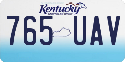 KY license plate 765UAV
