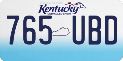 KY license plate 765UBD