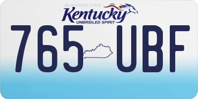 KY license plate 765UBF