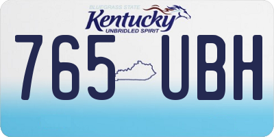 KY license plate 765UBH