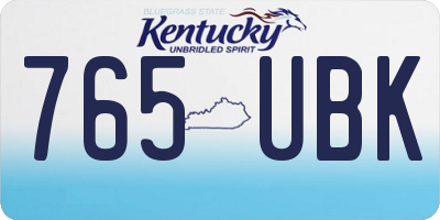 KY license plate 765UBK