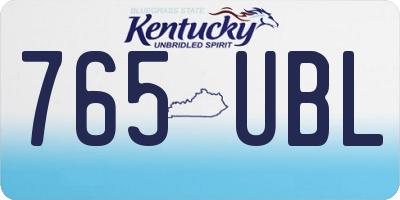KY license plate 765UBL