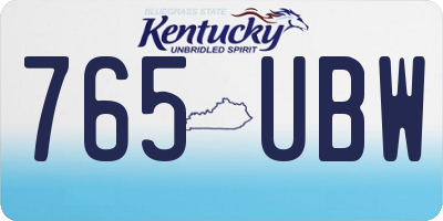 KY license plate 765UBW