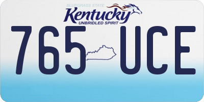 KY license plate 765UCE