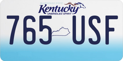 KY license plate 765USF