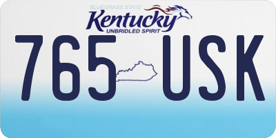 KY license plate 765USK