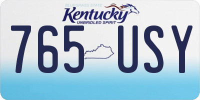 KY license plate 765USY