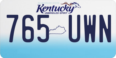 KY license plate 765UWN