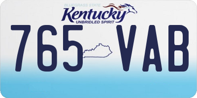KY license plate 765VAB