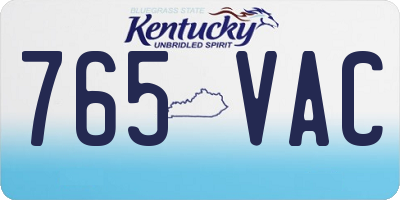KY license plate 765VAC