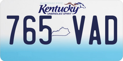 KY license plate 765VAD