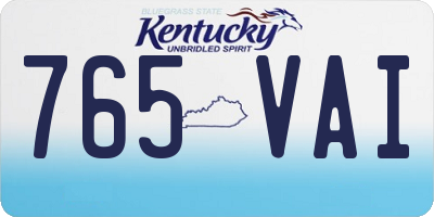 KY license plate 765VAI
