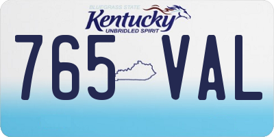 KY license plate 765VAL