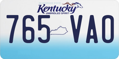 KY license plate 765VAO