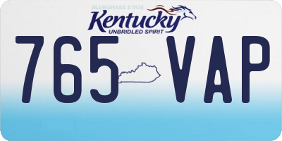KY license plate 765VAP