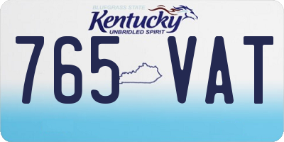 KY license plate 765VAT