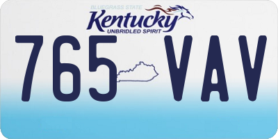 KY license plate 765VAV