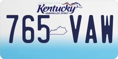 KY license plate 765VAW