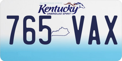 KY license plate 765VAX