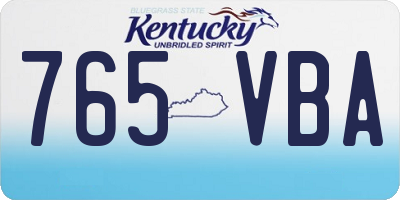 KY license plate 765VBA