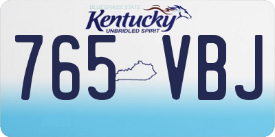 KY license plate 765VBJ