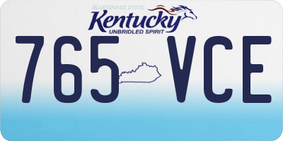 KY license plate 765VCE