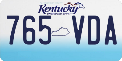 KY license plate 765VDA