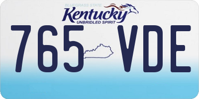 KY license plate 765VDE