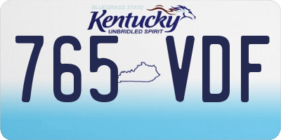 KY license plate 765VDF