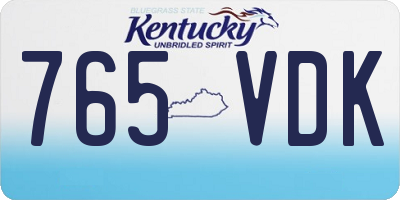 KY license plate 765VDK