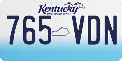 KY license plate 765VDN