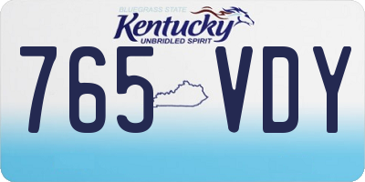 KY license plate 765VDY