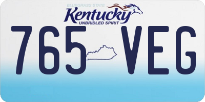 KY license plate 765VEG