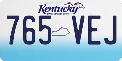KY license plate 765VEJ