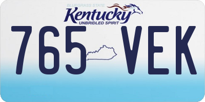 KY license plate 765VEK