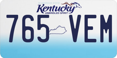 KY license plate 765VEM