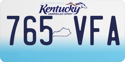 KY license plate 765VFA
