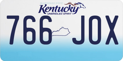 KY license plate 766JOX