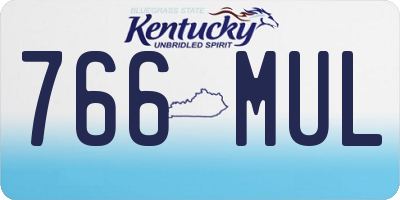 KY license plate 766MUL