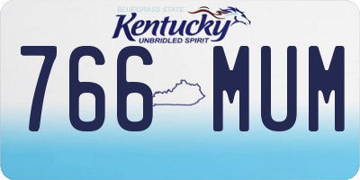KY license plate 766MUM