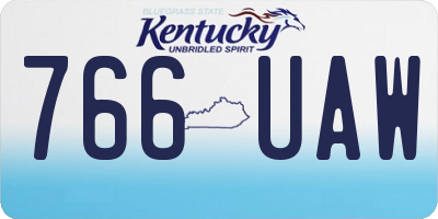 KY license plate 766UAW