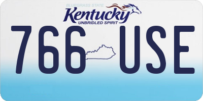KY license plate 766USE