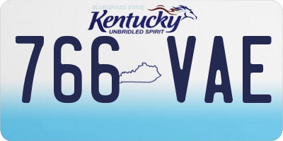 KY license plate 766VAE