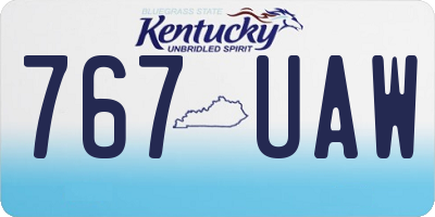 KY license plate 767UAW