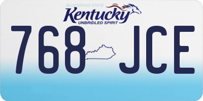 KY license plate 768JCE