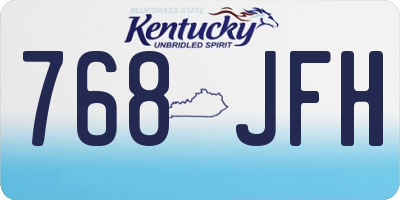 KY license plate 768JFH