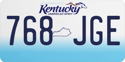 KY license plate 768JGE
