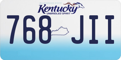 KY license plate 768JII