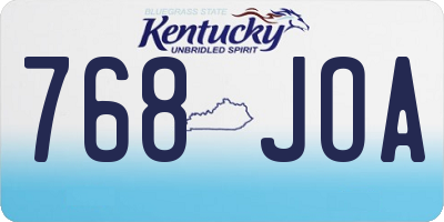 KY license plate 768JOA