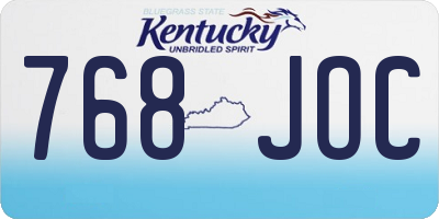 KY license plate 768JOC